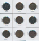 USA Lot of 9 Coronet Head & Braided Hair Large Cents 1836-1953 - Circulated
