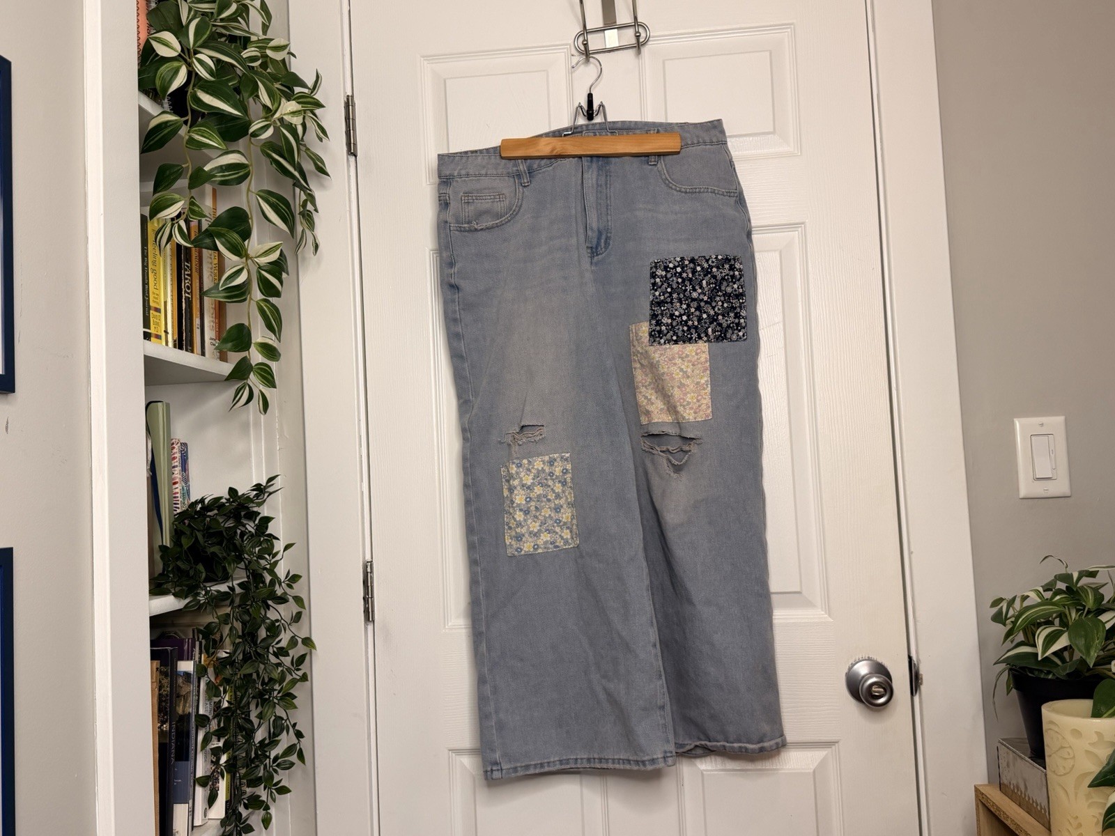 Cider Light Blue Denim Patchwork Distressed Jeans… - image 2