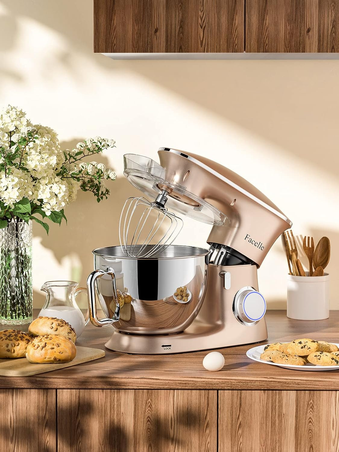Impastatrice Planetaria 2000W 8,5L Robot Da Cucina Mixer Cucina Basso Rumore Mu foto 6