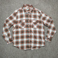 FRYE AND CO Flannel Shirt Men L Plaid Button-Up Long Sleeve Cotton Casual