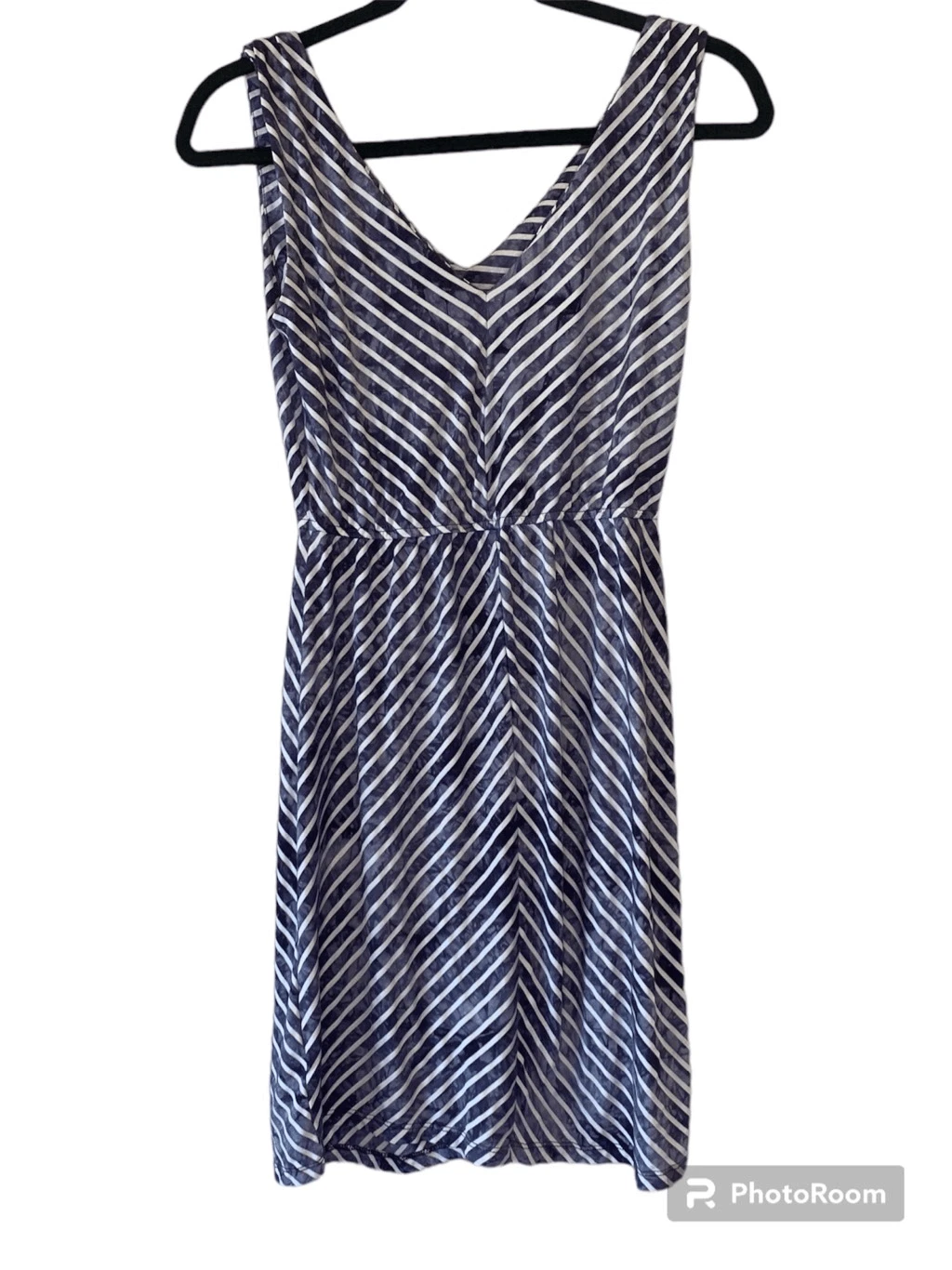 Abito da donna ALYX in edizione limitata senza maniche collo a V a righe blu bianco taglia small
