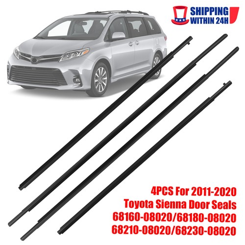 For Toyota SIENNA 2011-20 4Pc Rubber outside door body side molding chrome trim# - Picture 6 of 6
