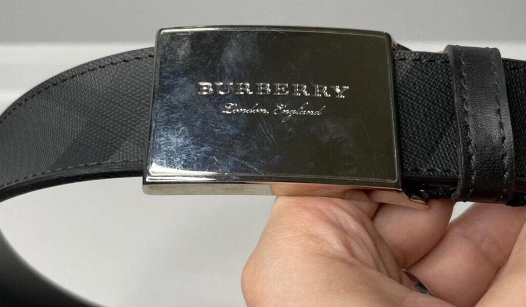 Burberry Black Nova Check Belt w Silver Logo Buckle Italy 34/86 ITPARPEL9BOL