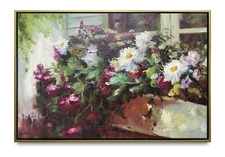 Hungryartist -Original Painting of Still-Life Flowers on Canvas 24x36 Framed