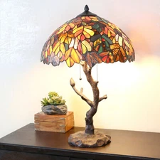 Tiffany Style Table Lamp Tree Table Reading Desk Accent Stained Glass Lamp