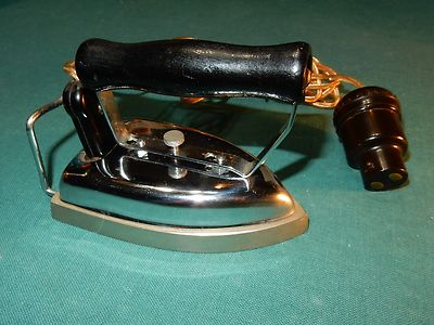 Vintage Art Deco From England Travel Iron by CLIX 2 Prong Bakelite Bayonet Plug