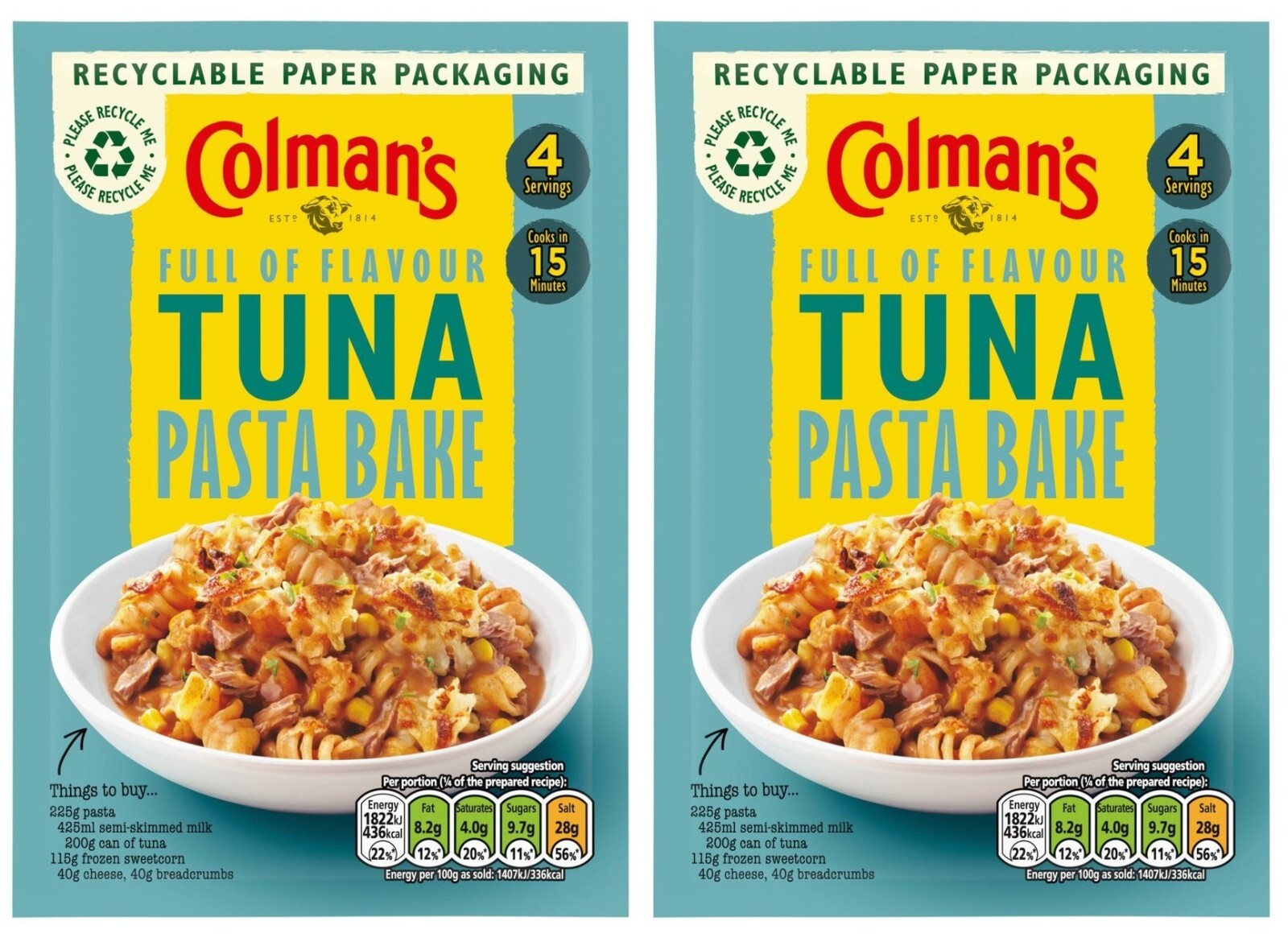 Colman's Thunfisch-Nudel-Auflauf Rezept-Paket-Mischung 44g Packung Mit 2