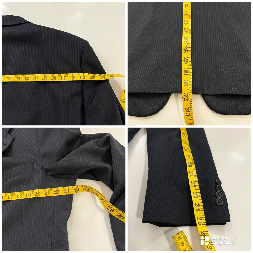 Daniel Cremieux Vintage Blazer Loro Piana Wool Navy Pinstripe Business 44R - Image 3 of 4