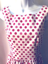 Cute VTG 60's Pink polka dot sleeveless full skirt 100 crisp cotton dress sz10