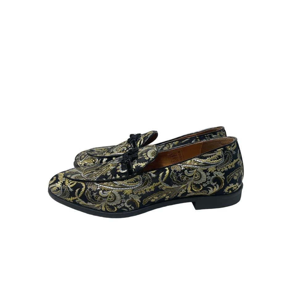 Zapatos Mocasines Topman Askew Brocado Para Hombre Negro y Dorado Cuero Talla 11 - Nuevos con Etiquetas Foto 3 de 4