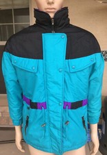 Vintage Edelweiss Skiwear Puffer Ski Jacket Full Zip Button Colorblock Size Xl