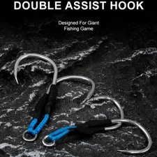 5Pair Double Assist Hooks Slow Jigging Fishing Jigs Hooks Saltwater 2/0#-9/0#