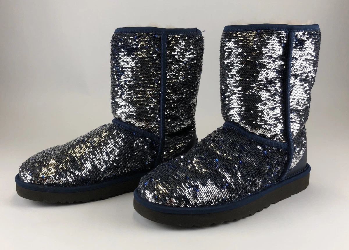 Sequin uggs silver top