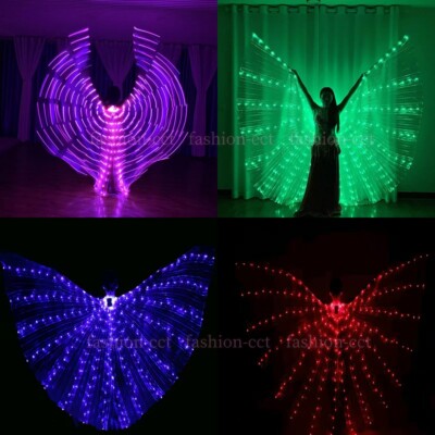 LED Isis Wings Belly Dance Light Up Costume Festival Cosplay Dance Wear 8 Colors