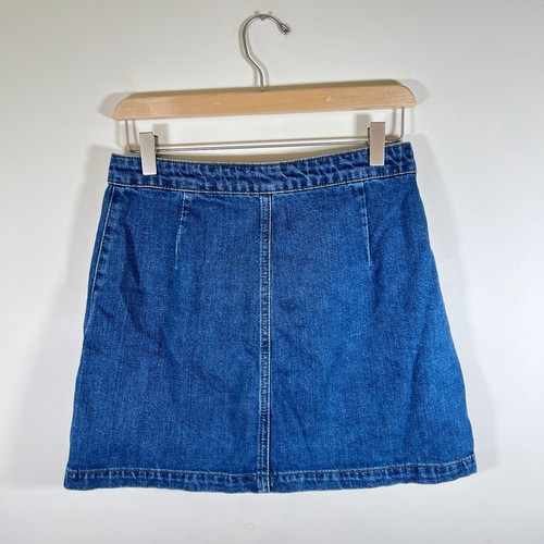 TopShop Women's Mini Skirt Denim Skirt Pockets Buttons Blue Size 10 UK W28 - Picture 2 of 8