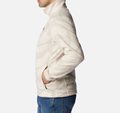COLUMBIA MEN'S STONE IVORY SNOWDRIFTS PRINT FLEECE ZIP JACKET Sz