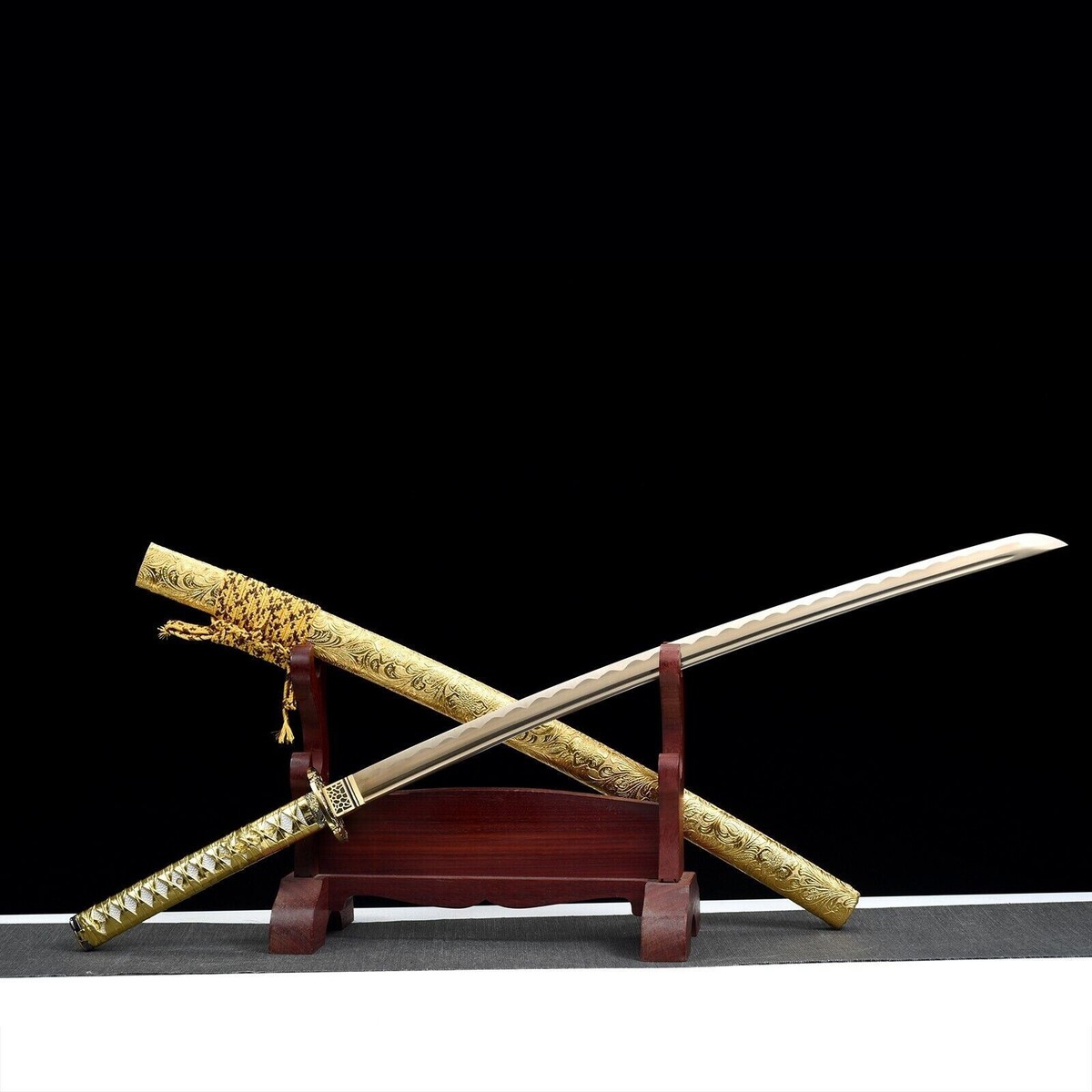 40''Gold Dragon 1095 Steel Katana Japanese Samurai Sword