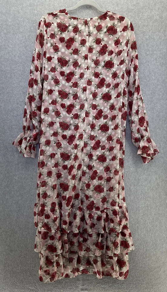 Nasty Gal 女式换档长裙玫瑰花卉圆领透明分层尺寸 6 — 第 2/4 张图片