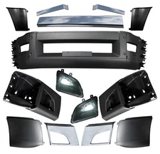 QSC Complete Replacement Bumper Set w/ LED Fog Light Pair for Volvo VNL 2018+