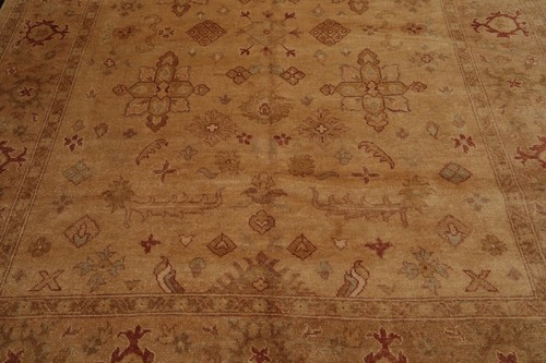8’1" x 10’1” Authentic Hand Knotted Wool Turkish Oushak Oriental Area Rug Tan - Picture 6 of 9