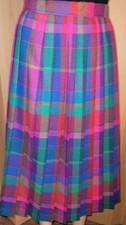 Vintage 80s Vibrant Colors Rrrrrr Russ Pleated Wool Skirt Size 10