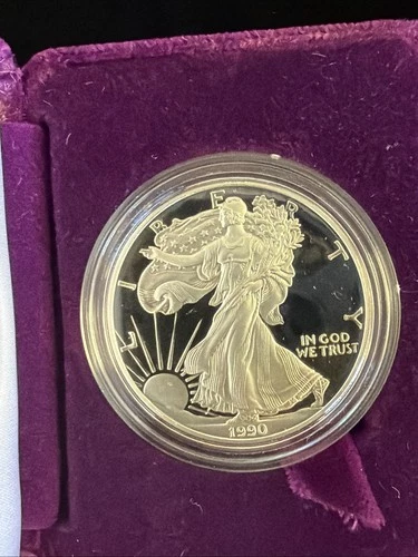 1990-S American Silver Eagle 1oz. - Proof / w/Box & COA / Beautiful -No Reserve!