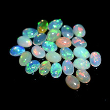 Natural White Ethiopian Opal Oval Shape 25 Pc Lot Loose Gemstone 7.14 Ct 4X6X2mm