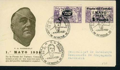 E786 SPAIN "FIESTA DEL TRABAJO" #761/62. FIRST DAY COVER. 1938.
