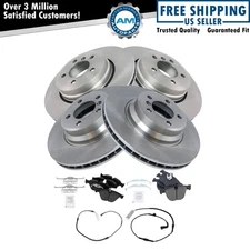 Front & Rear Premium Posi Ceramic Disc Brake Pad Rotor & Wear Sensor Kit for BMW