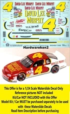 NASCAR DECAL # 4 DAVID LEE MURPHY 1996 BGN MONTE CARLO J. PURVIS SLIXX 1/24