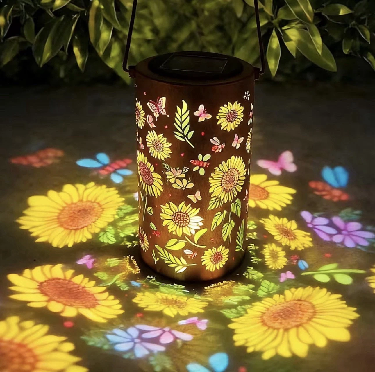 Solar Sunflower Lantern Light Outdoor Hanging Garden Decor Waterproof Patio LED