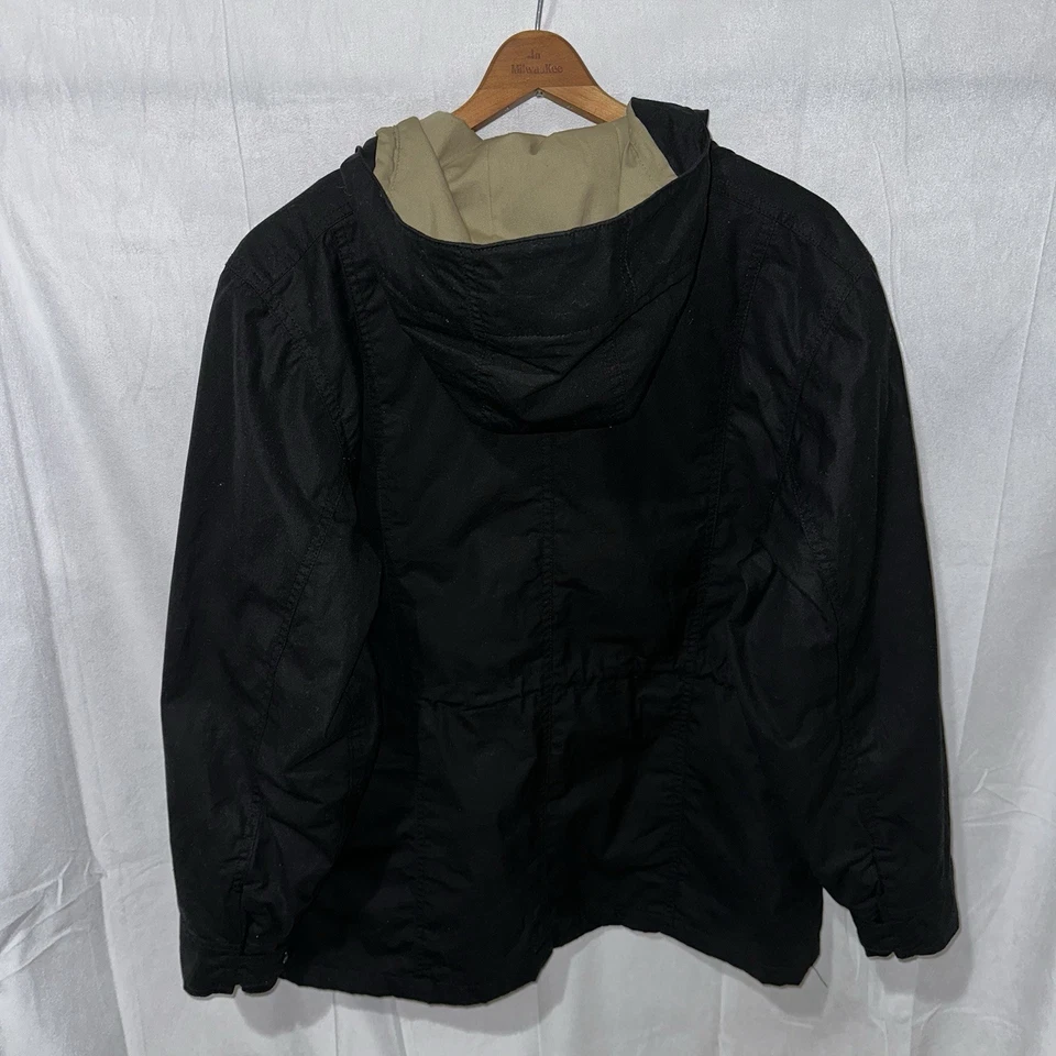 Vintage Filson Waxed Hooded Jacket Black Women’s Size Large Made In USA - Image 2 of 4