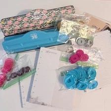 Happy Planner lot - 9 & 11 Hole Punch, Paper, Dividers, Discs  - See Description