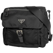 PRADA Plate Shoulder Bag BT8994 Nylon Black #BS2193