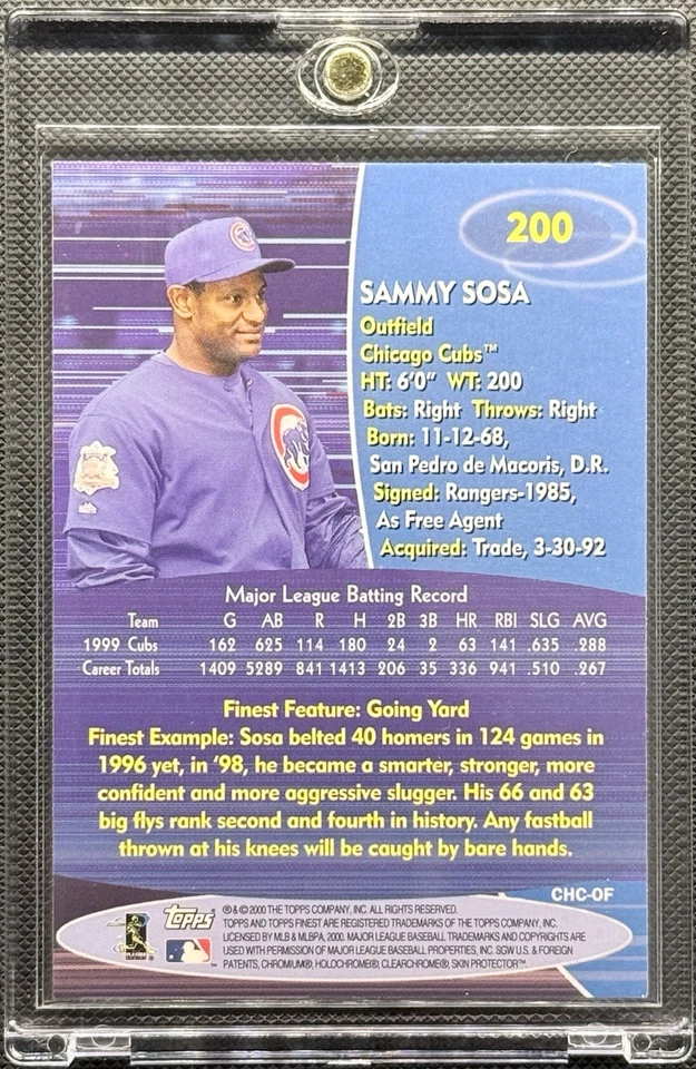 Auto de recompra Topps Finest Sammy Sosa 2000 2025/24 paquetes 1:1.788 Cubs Foto 2 de 4