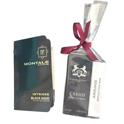 Niche Fragrance Sample Bundle Montale PDM Carios Amouage 3pc Set