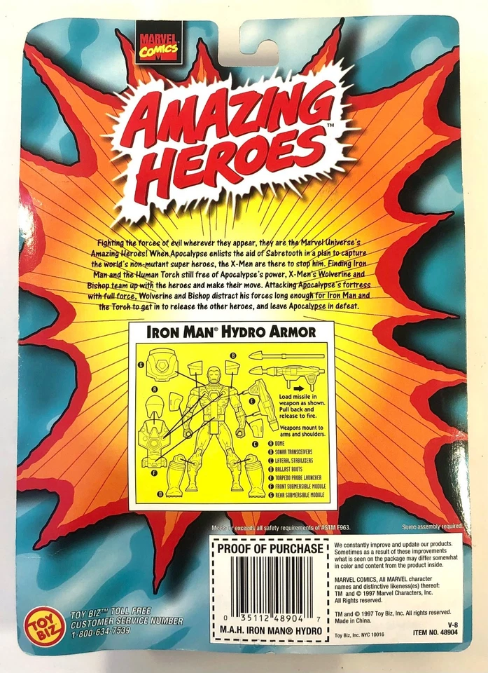 AMAZING HEROES FIGURE IRON MAN HYDRO ARMOR MISSILE FIRING. TOY BIZ MARVEL COMICS - Image 2 of 2