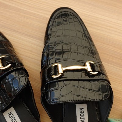 Steve Madden Crocodile Mules Loafer STEVE MADDEN Crocodile Mules Womens 7.5 M Black Horsebit  main image 4