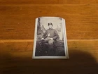 Antique Civil War CDV Sitting Soldier In Uniform Artillery Backdrop Photograph
