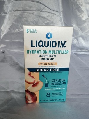 Liquid IV Hydration Multiplier Electrolyte Drink Mix White Peach Sugar-Free
