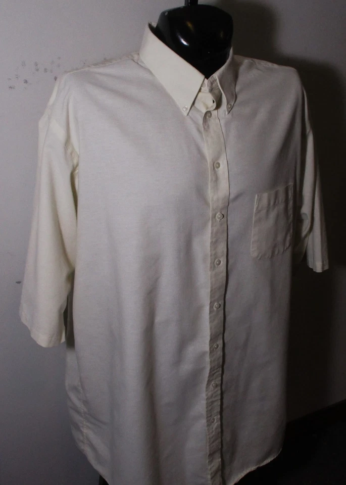 STAFFORD Beige Short Sleeve "Oxford" Dress Shirt Men's Size 19 X-Tall - Image 3 of 4