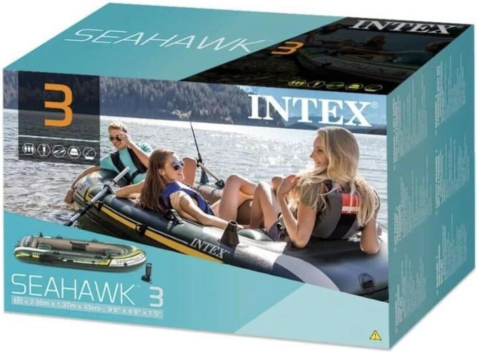 Intex Seahawk 3 Set Schlauchboot - 295 x 137 x 43 cm - 3-teilig - Grün + Paddel - Bild 2 von 4