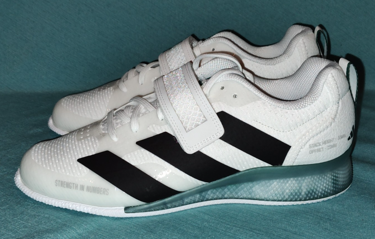 adidas Adipower III Weightlifting Shoes - Cloud White / Core Black / Collegiate Green - 7.5