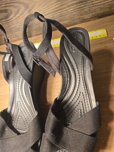 Crocs Leigh II Ankle Strap Wedge Sandals Black Women's Size 10W - Picture 7 of 10