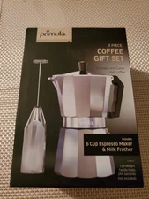 NEW Silver Chrome PRIMULA Stovetop 6 Cup Espresso Coffee Maker and Milk Frother