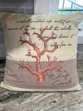 Decorative Pink Coral Pillow Nautical 18" x 18"