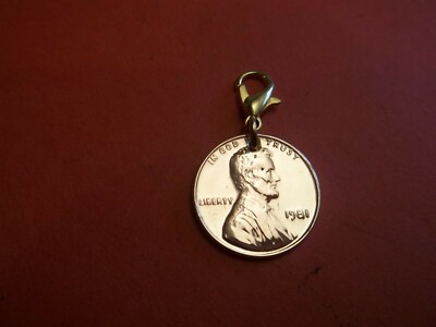EINE (1) CENT MÜNZE - LINCOLN MEMORIAL - POLIERTER ANHÄNGER / CHARM - 1960 bis 1982 