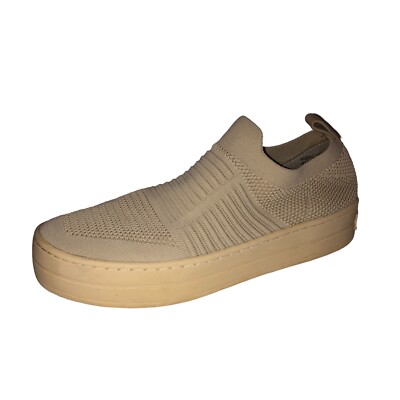 J Slides Womens Size Tan Knit Top Hilo Slip On Platform Sneakers Casual  Shoes