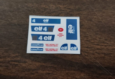 Aurora AFX G-Plus Elf Tyrell First National City F1 6 wheel Repro  Stickers