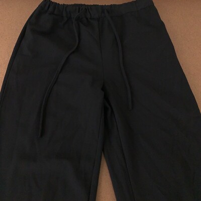 Pull & Bear Women's Size XS Black Drawstring Elastic Waist Flowing Pants New